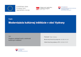 Modernizácia kultúrnej inštitúcie v obci Vydrany