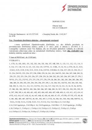 Prerušenie distribúcie elektriny
